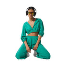 Alo Women's Cropped Breezy Full-Zip Hoodie - Spruce Green