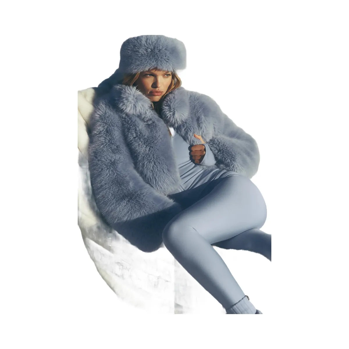 Alo Women's Opulent Faux Fur Cropped Jacket - Winter Frost