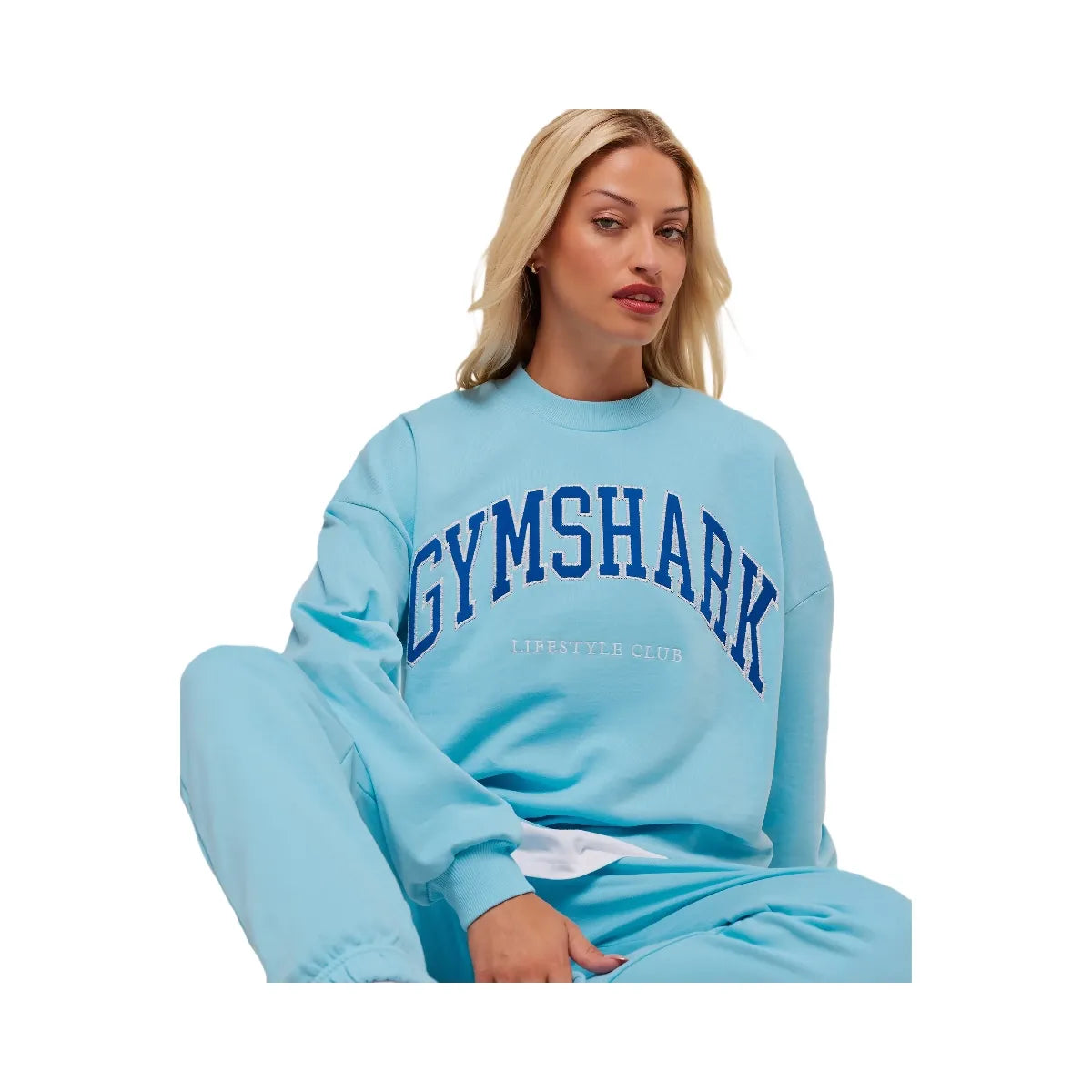 Gymshark Collegiate Graphic Crew Neck Pullover - Athletic Light Blue
