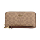 Coach Long Zip Around Wallet In Signature Canvas Signature Canvas-Gold-Tan-Brown