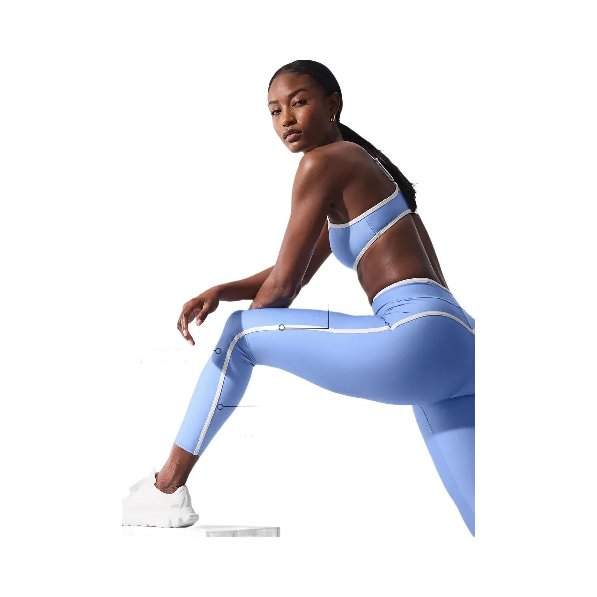 Alo Women's Airlift High Waist Charger 7/8 Legging - Crystal Clear Blue/White