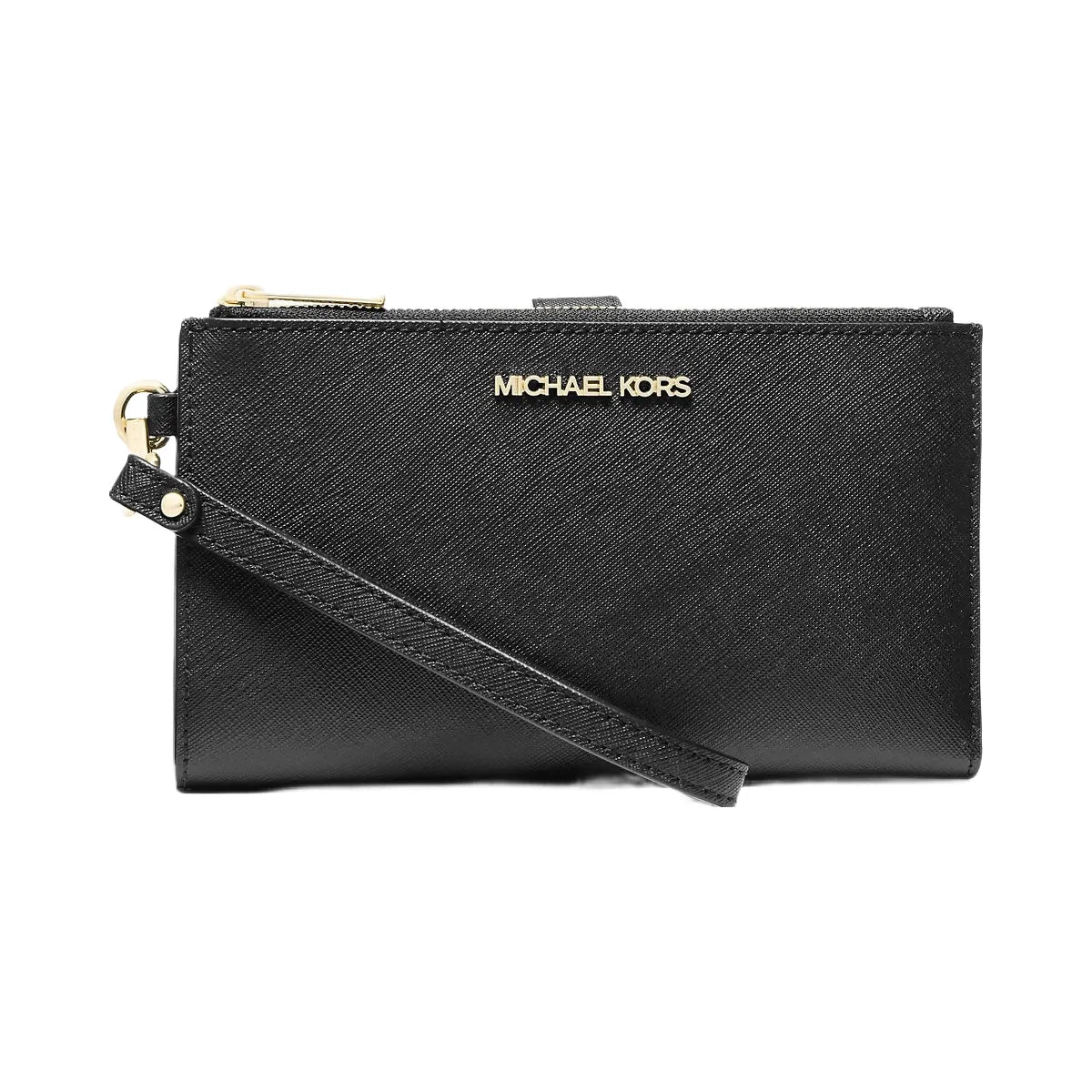 Michael Kors Jet Set Large Leather Smartphone Wristlet Wallet Black