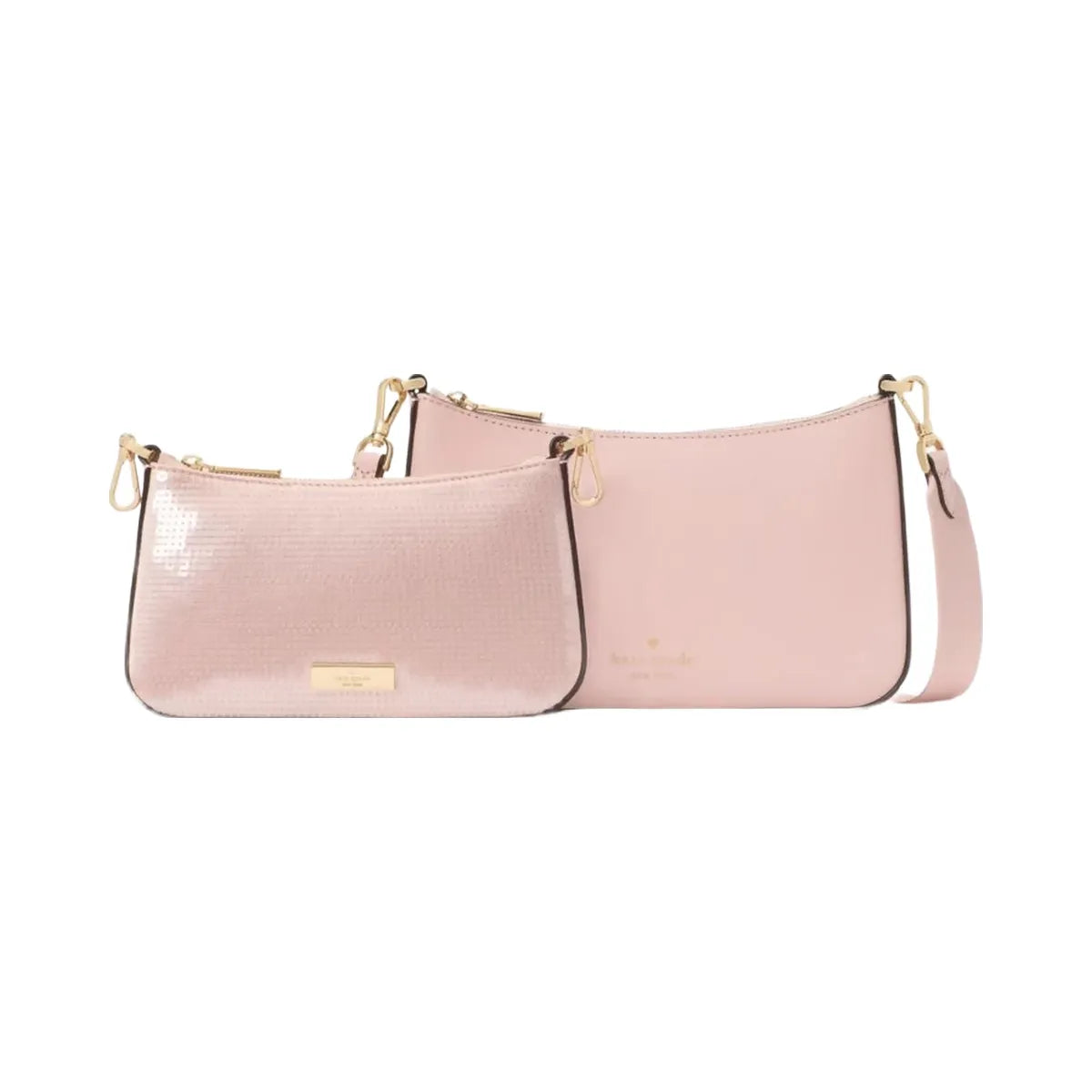 Kate Spade Duet Satin Sequin Crossbody Rose Smoke