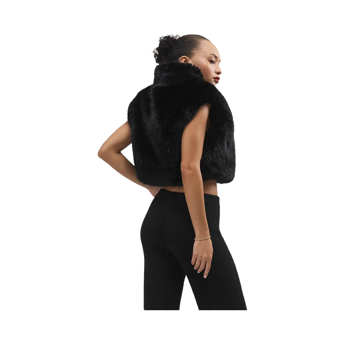 Alo Women's Opulent Faux Fur Cropped Vest - Black