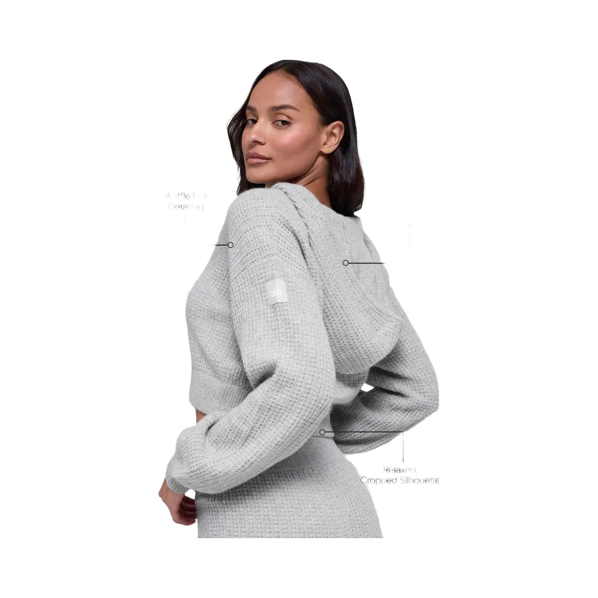 Alo Women's Cashmere Plush Waffle Full Zip Hoodie - Athletic Heather Grey