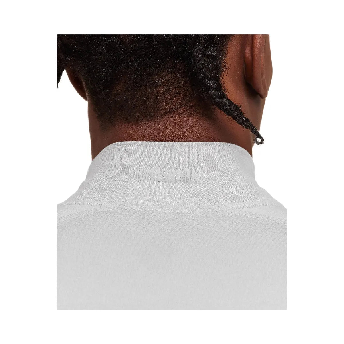 Gymshark Element Baselayer Mock Neck Long Sleeve T-Shirt - GS White/GS Metal Grey Marl