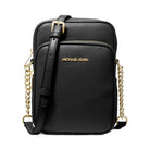 Michael Kors Jet Set Travel Medium Pebbled Leather Crossbody Bag Black