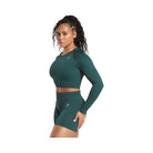 Gymshark Adapt Fleck Seamless Long Sleeve Crop Top - Darkest Teal/Functional Teal
