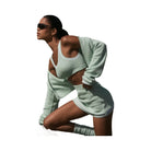 Alo Women's Tennis Club Sweater Knit Bra - Spearmint/White