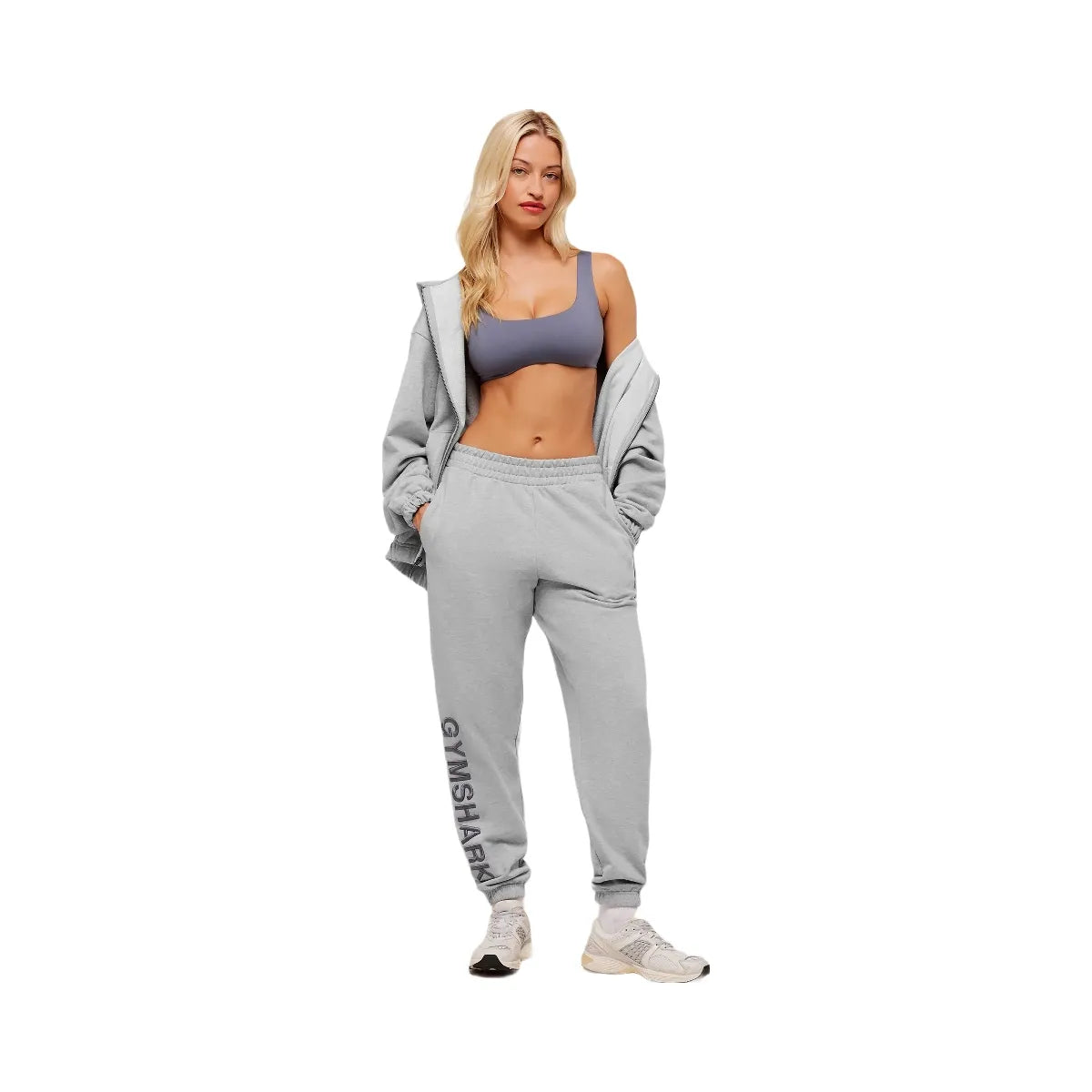 Gymshark Embroidered Logo Joggers - Light Grey Core Marl