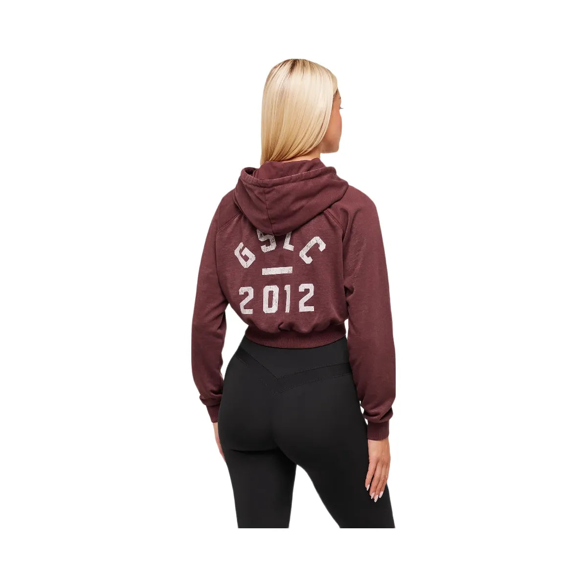 Gymshark Lifting Club 2012 Graphic Cropped Hoodie - Rich Maroon/Wash