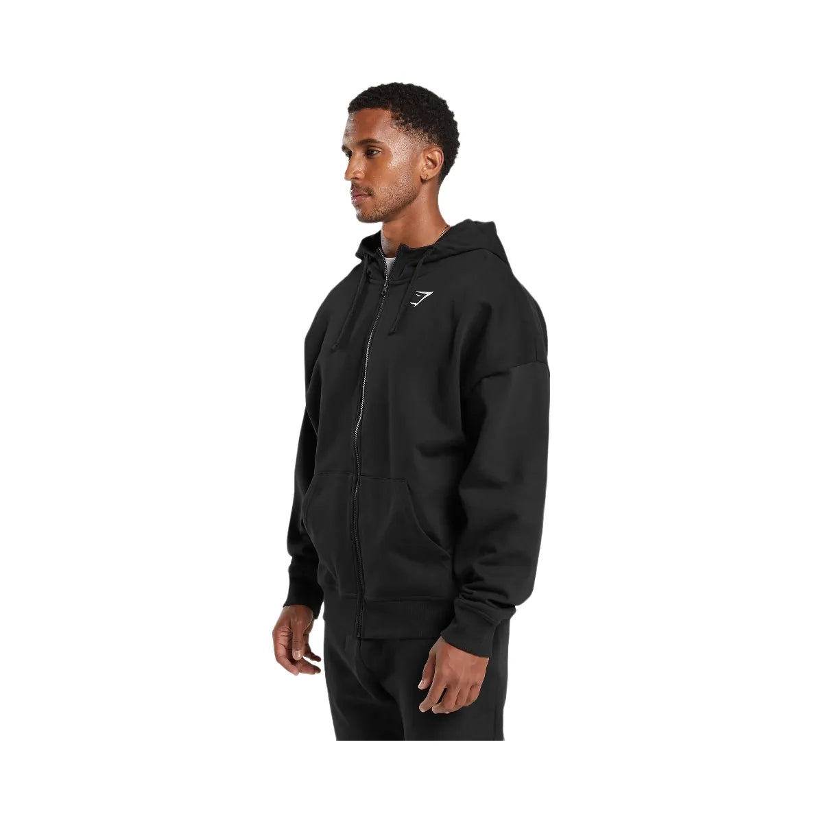 Gymshark Crest Oversized Zip Up Hoodie - Black
