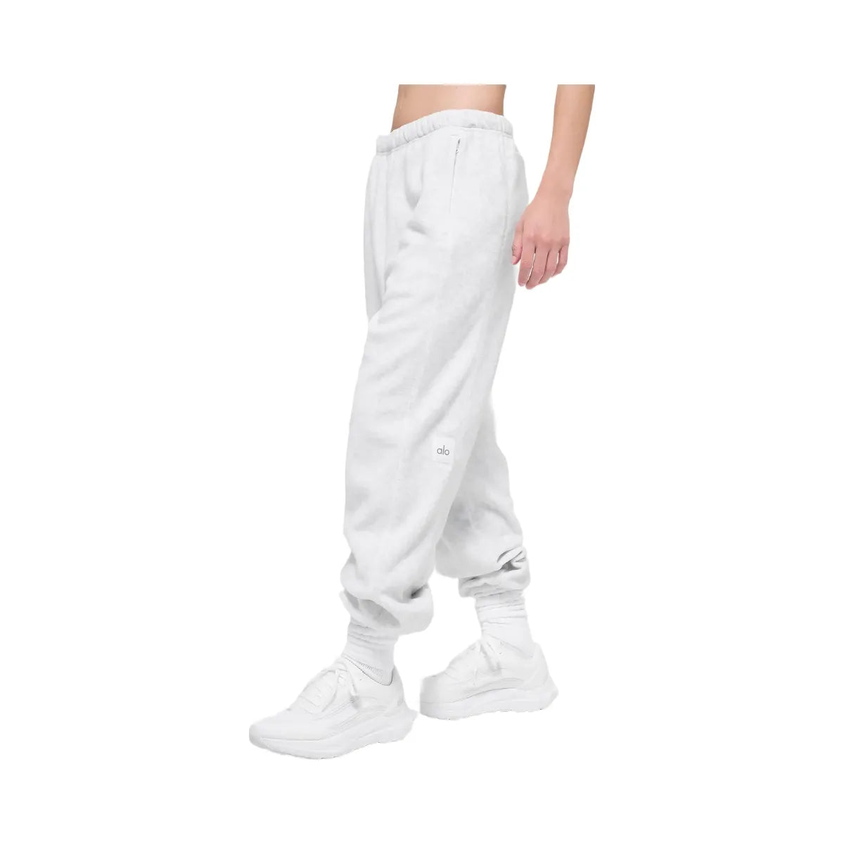 Alo Women's Polar Fleece High-Waist Retreat Jogger - White Heather Grey