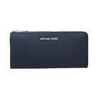 Michael Kors Jet Set Travel Large Saffiano Leather Quarter-Zip Wallet Navy