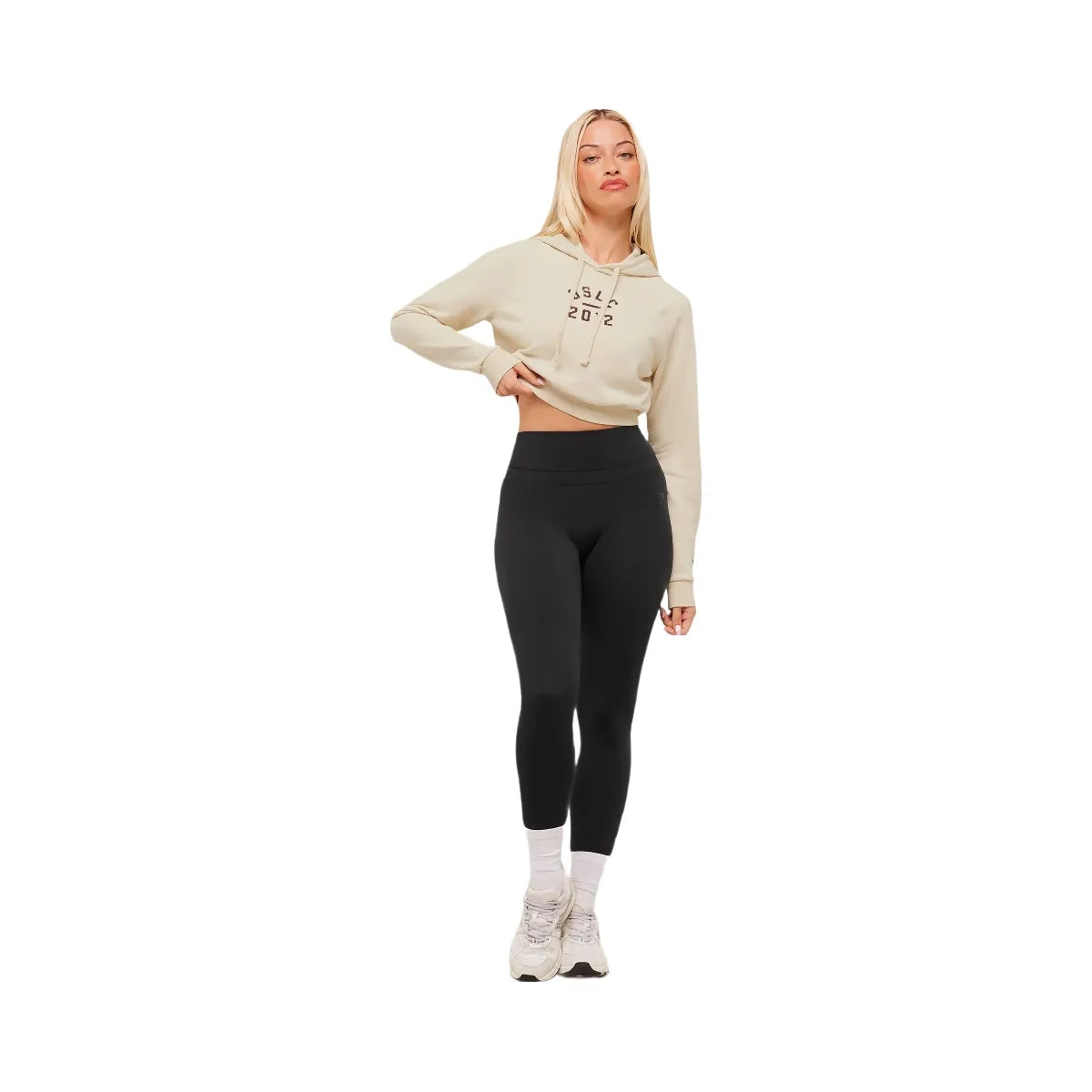 Gymshark Lifting Club 2012 Graphic Cropped Hoodie - Stone Beige/Wash