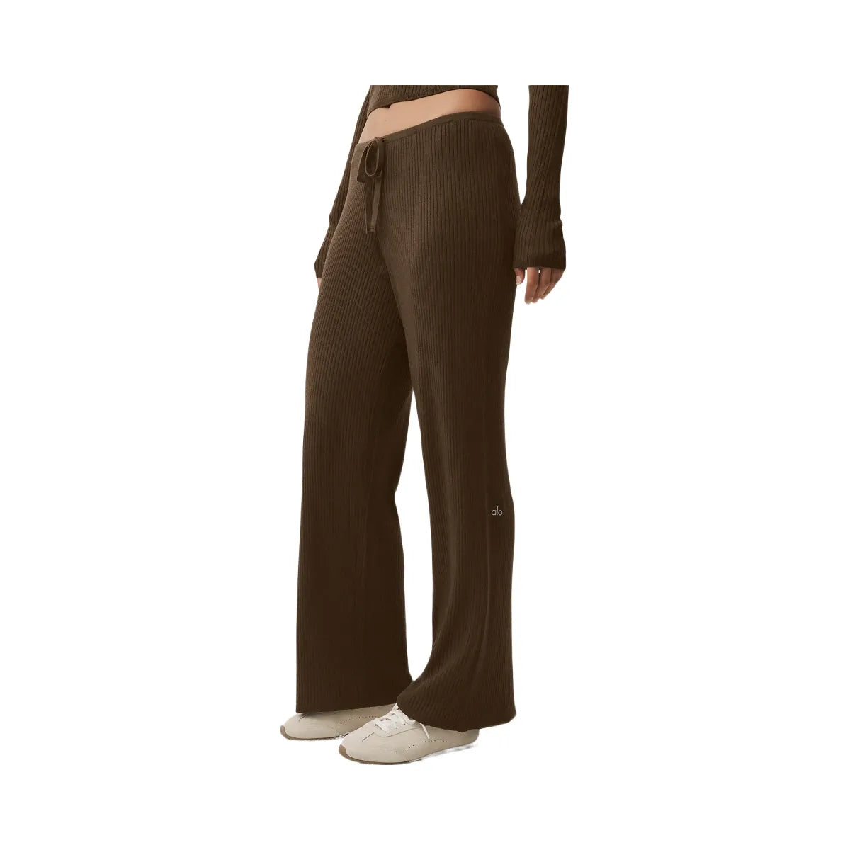 Alo Women's Sweater Knit Mid-Rise Unwind Wide Leg Pant - Espresso