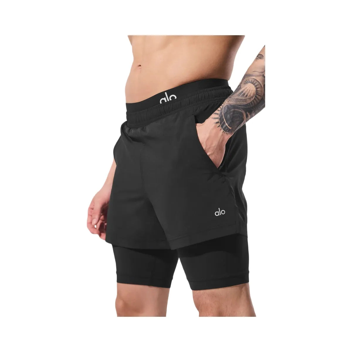 Alo Men's 5" Revival 2-In-1 Short - Black/Black