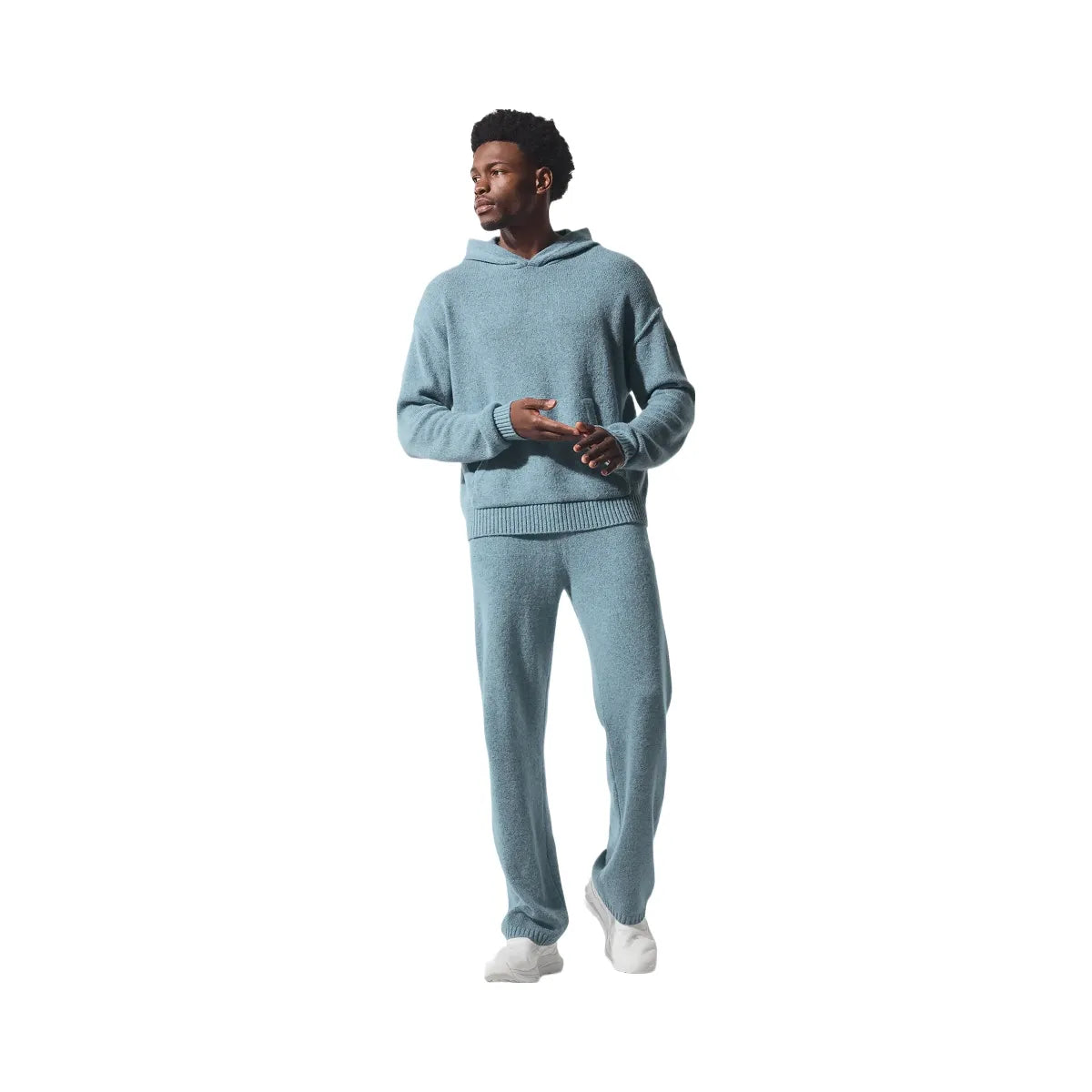 Alo Men's Wool Cashmere New Class Hoodie - Celestial Blue Granite Heather