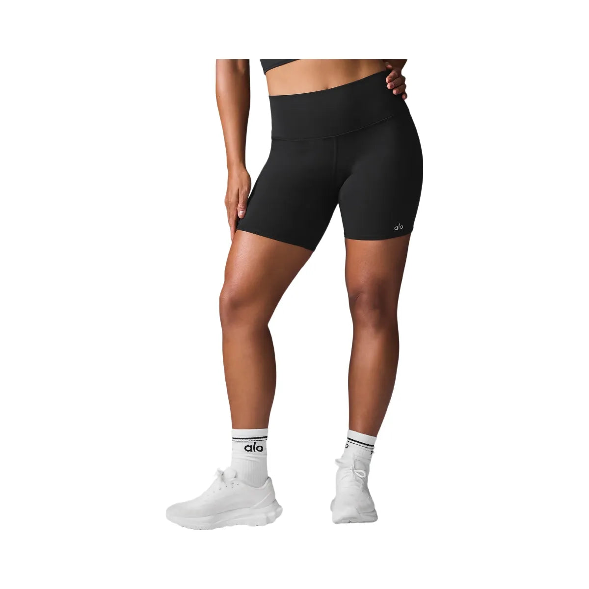 Alo Women's 5" Airbrush High-Waist Biker Short - Black