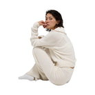 Alo Women's Cashmere Plush Waffle 1/4 Zip Pullover - Ivory