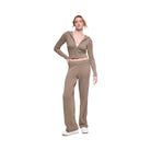 Alo Women's Wool Cashmere High-Waist New Class Wide Leg Pant - Chai Latte