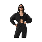 Alo Women's Polar Fleece Cropped Wintry Mix Jacket - Black