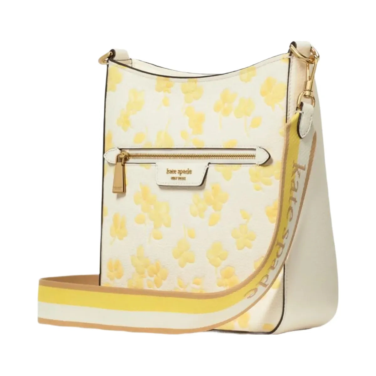 Kate Spade Hudson Spring Pansies Messenger Crossbody Bag Yuzu Jam Multi
