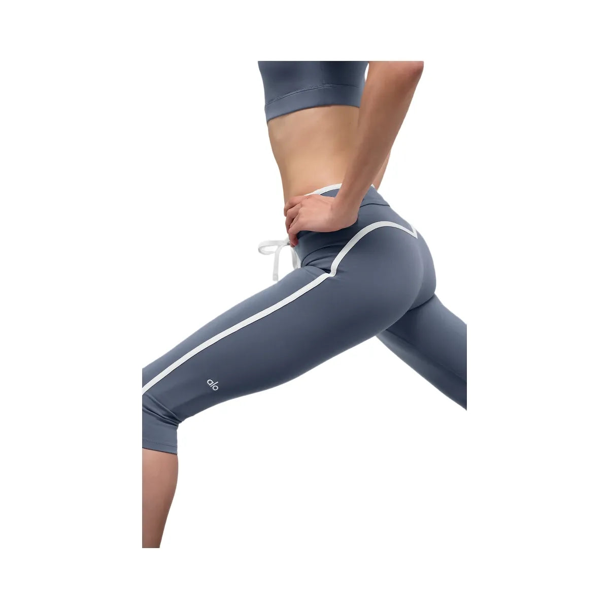 Alo Women's Airbrush High-Waist Race Pace Capri - Bluestone/White