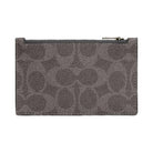 Coach Zip Card Case In Signature Canvas Signature Canvas-Qb-Grey-Charcoal