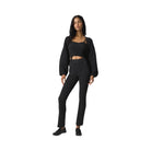 Alo Women's Denim Knit High-Waist Flare Pant - Black/Anthracite