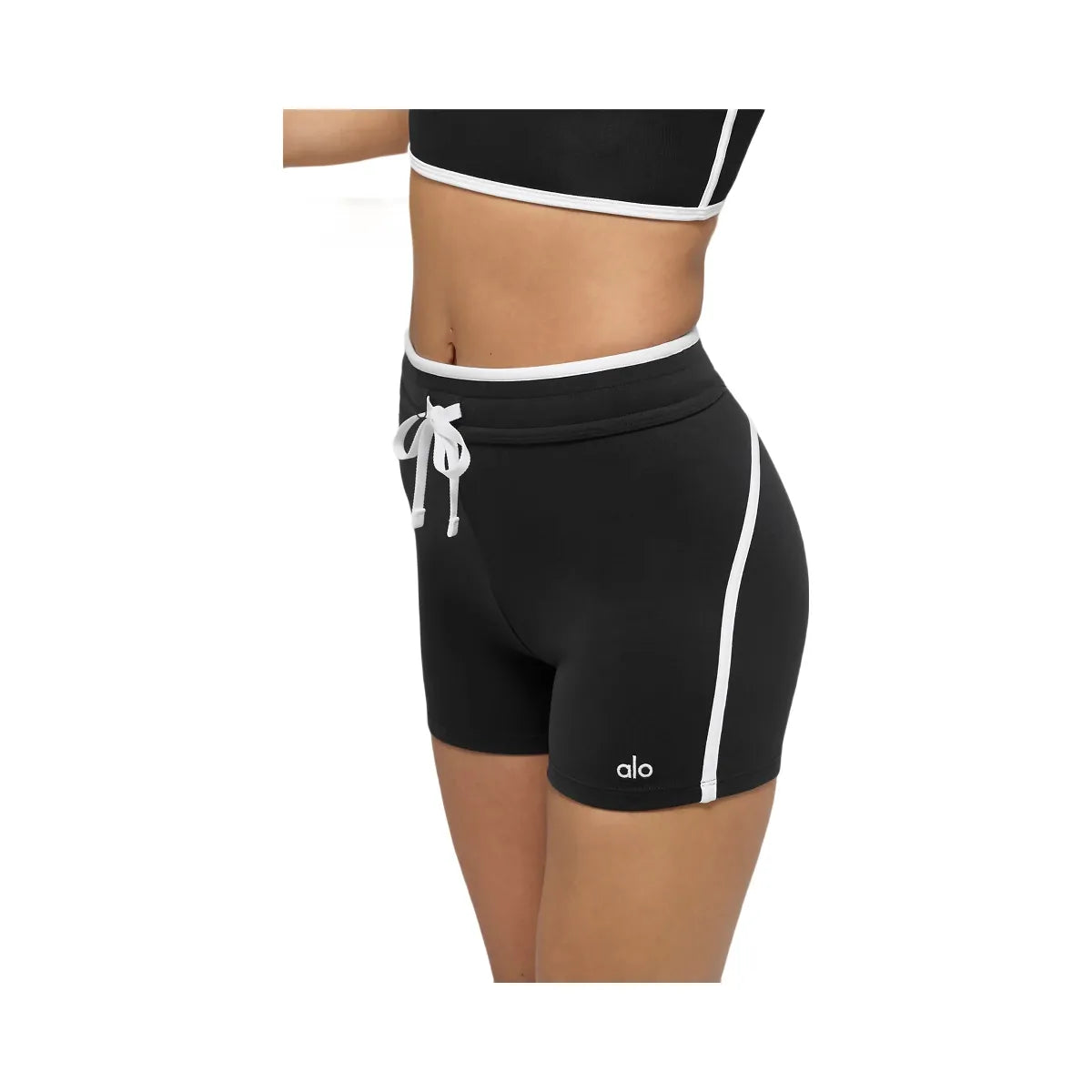 Alo Women's 4" Airbrush High-Waist Race Pace Short - Black/White