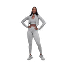 Alo Women's Seamless Two Tone Rib Jacket - Light Misty Grey Heather