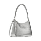 Kate Spade Margot Metallic Croc Embossed Convertible Shoulder Bag Silver