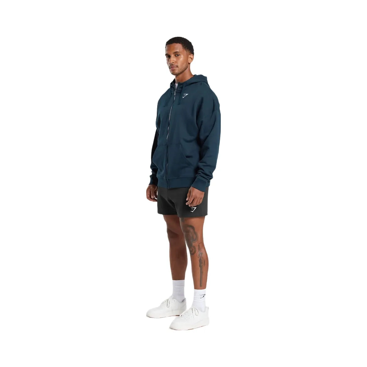 Gymshark Crest Oversized Zip Up Hoodie - Navy