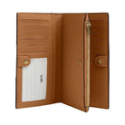 Coach Slim Zip Wallet In Signature Canvas With Stripe Signature Canvas-Gold-Light Khaki-Chalk Lt Saddle