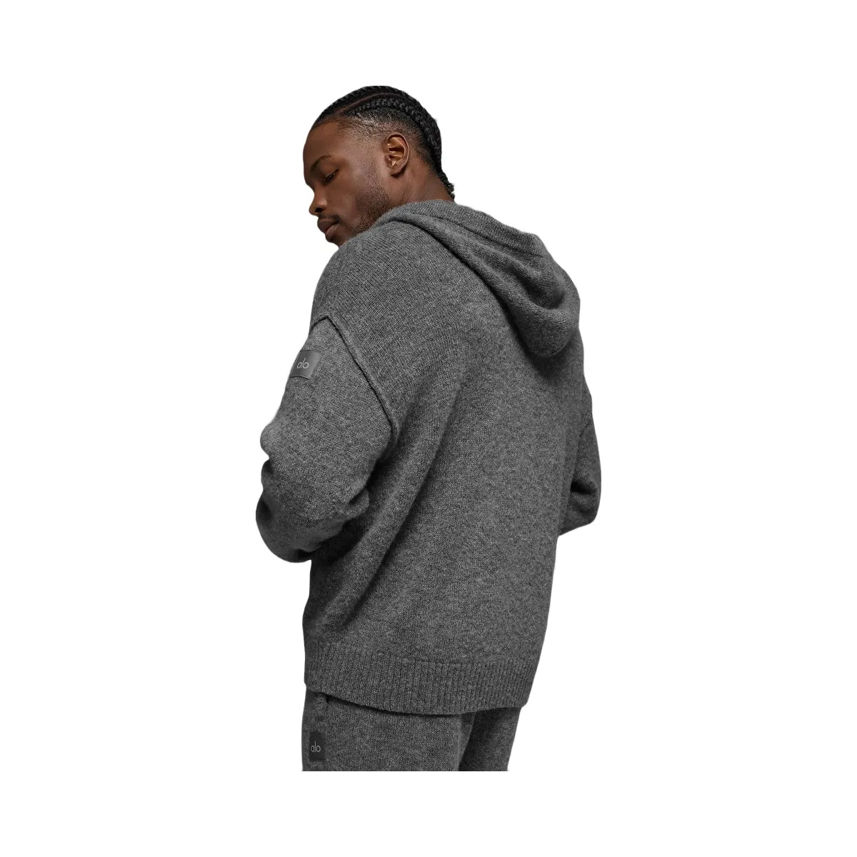 Alo Men's Wool Cashmere New Class Full Zip Hoodie - Platinum Grey