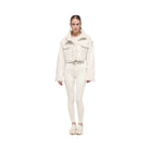 Alo Women's Faux Shearling Snowfall Cropped Jacket - Ivory
