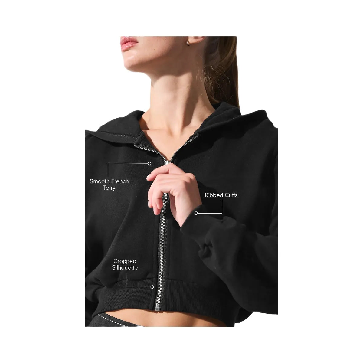 Buy Alo Women's Sweet Escape Zip Up Hoodie - Black W3859R010