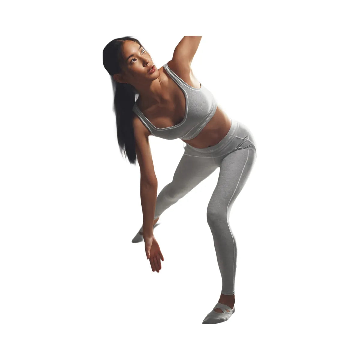 Alo Women's Alosoft High-Waist Heart Throb Legging - Athletic Heather Grey/White