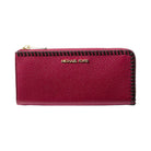 Michael Kors Jet Set Travel Large Pebbled Leather Quarter-Zip Wallet Cherry