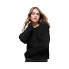 Alo Women's Wool Cashmere Cropped New Class Crewneck Sweater - Black