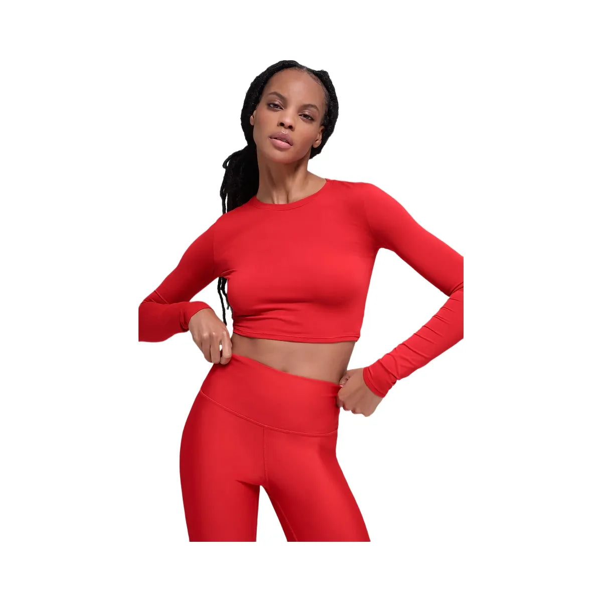 Alo Women's soft Crop Finesse Long Sleeve - Bright Red