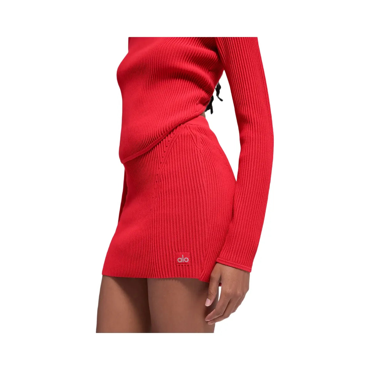 Alo Women's Denim Knit High-Waist Skirt - Bright Red