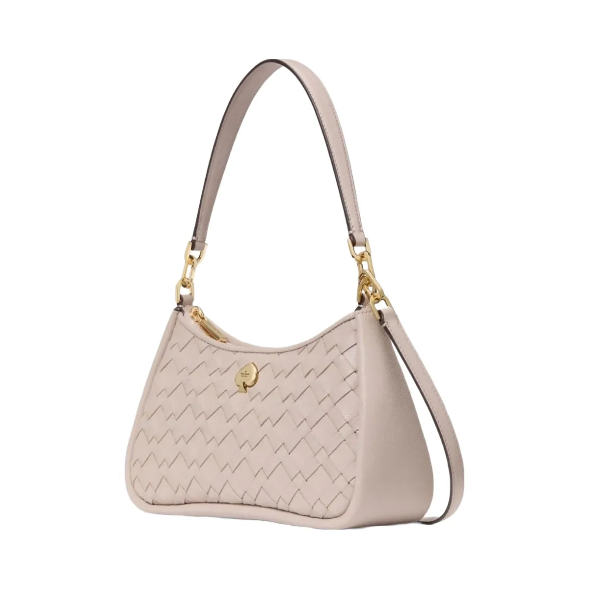 Kate Spade Kayla Woven Leather Small Convertible Shoulder Bag Cozy Grey