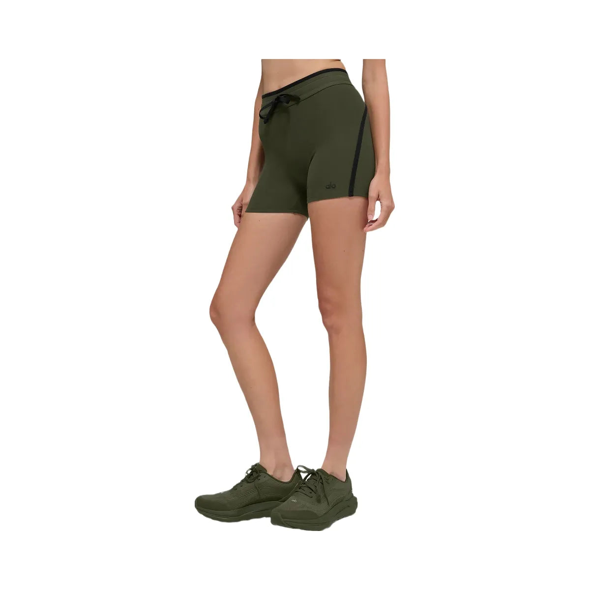 Alo Women's 4" Airbrush High-Waist Race Pace Short - Green Olive/Black