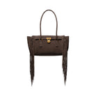Michael Kors Hamilton Moderne Small Fringed Suede Satchel Chocolate