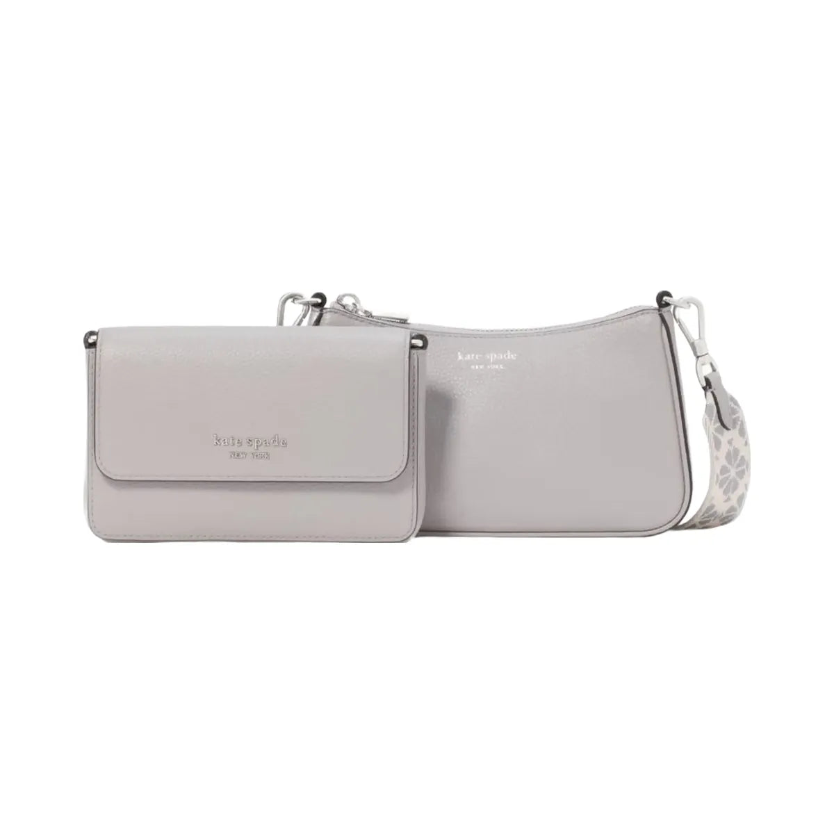Kate Spade Double Up Webbed Strap Crossbody Nimbus Grey