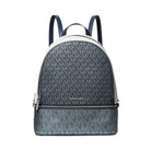 Michael Kors Rhea Medium Metallic Signature Logo Backpack Navy