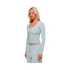 Gymshark Waffle Long Sleeve Top - Smoke Blue