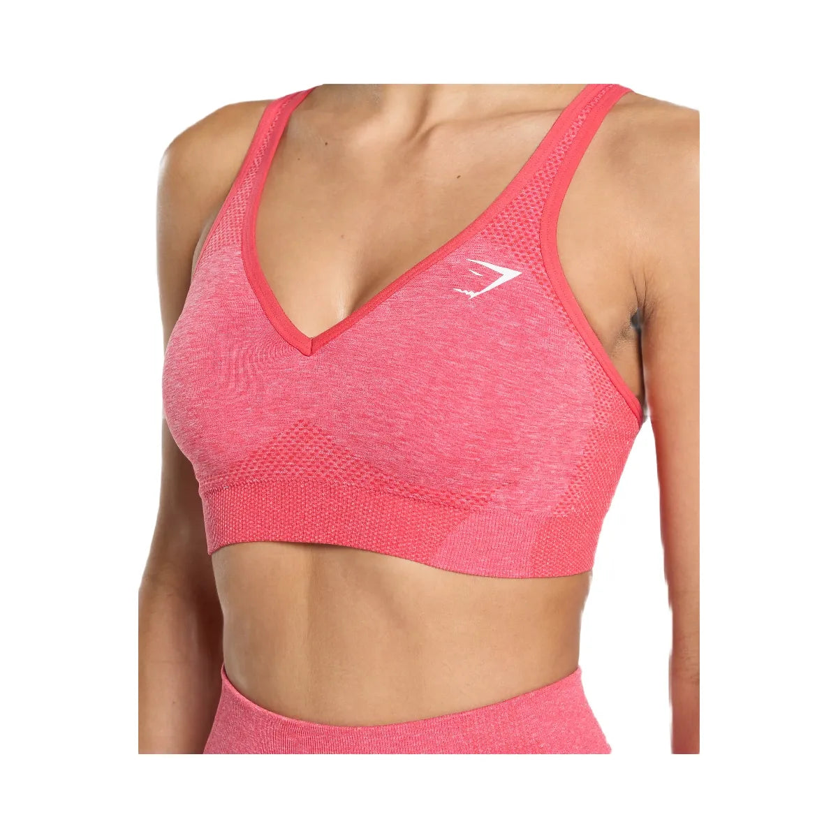 Gymshark Vital V Neck Sports Bra - Coral Red/Marl